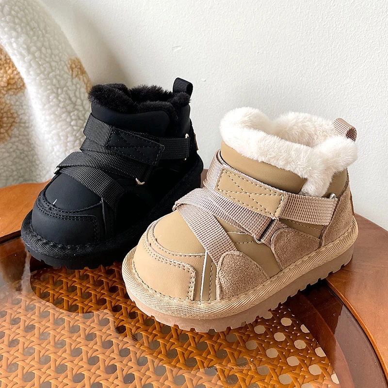 

Brand Children's Snow Boots 2023 New Winter Kids Shoes With Thicker Plush Waterproof Warm Fashion Toddler Girls Sneakers Boots