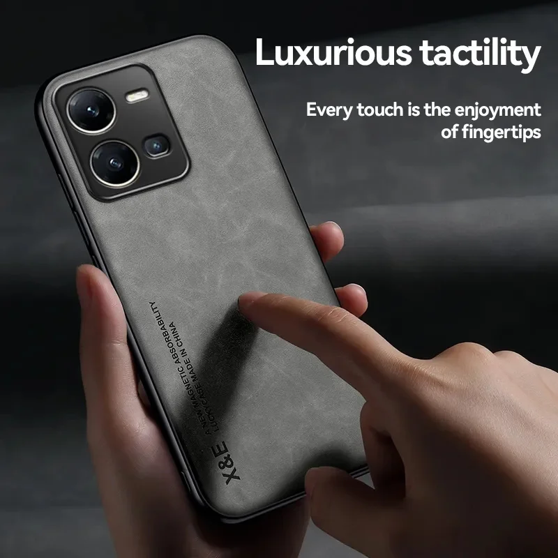 Leather Back Case with Metal Plate Holder and Magnetic Car Mount Compatibility