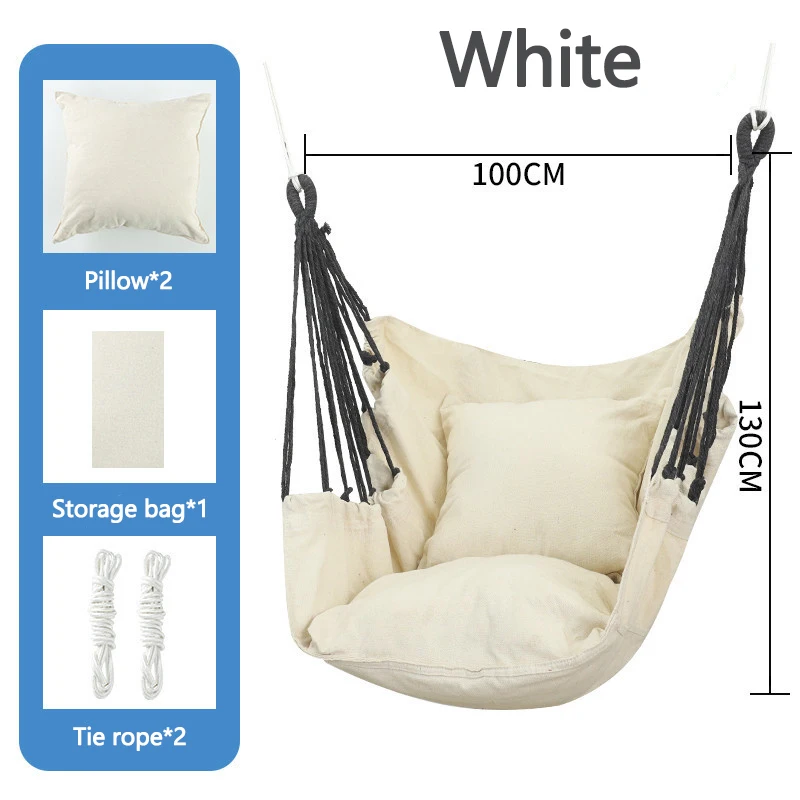 Outdoor Hammock Portable Garden Hammock Home Travel Camping Swing Canvas With Pillow Indoor Hanging Chair for Adult Children 