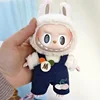 17cm Mini Plush Doll'S Clothes Outfit Accessories For Korea Kpop Exo Labubu Idol Dolls Corduroy overalls T-shirt Clothing Gift 4