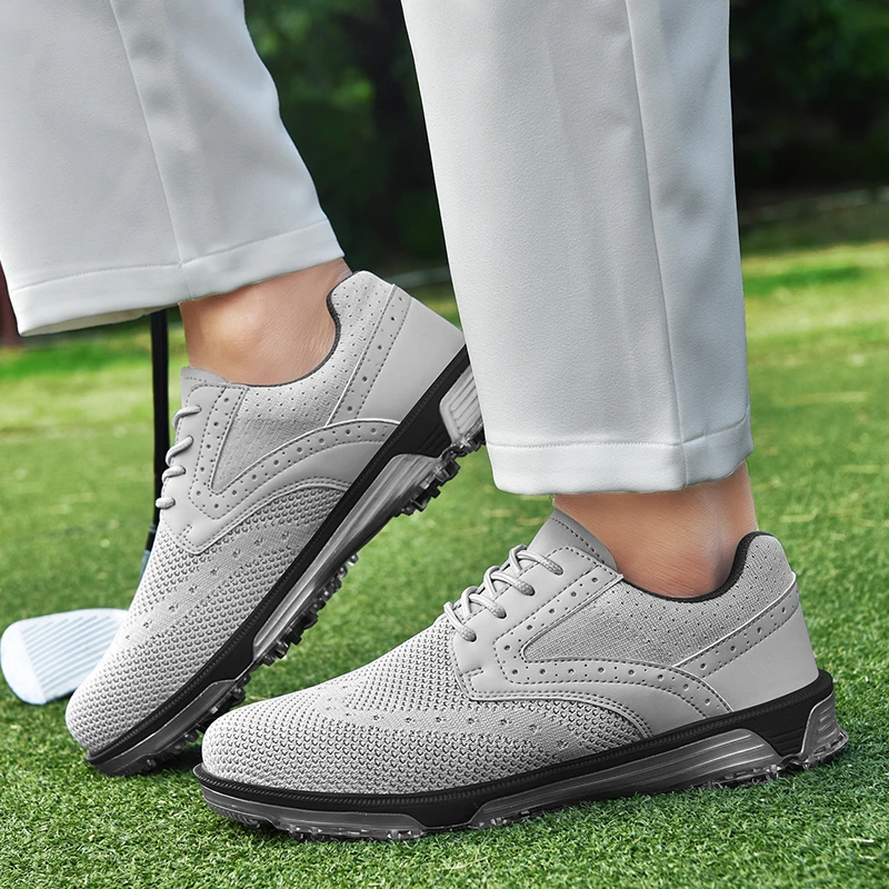 LiXingMing Golf Shoes Men Gray Large Size To 48# Breathable Cleats Golf Sport Shoes Teenager Training Golf Coach Sneakers 4