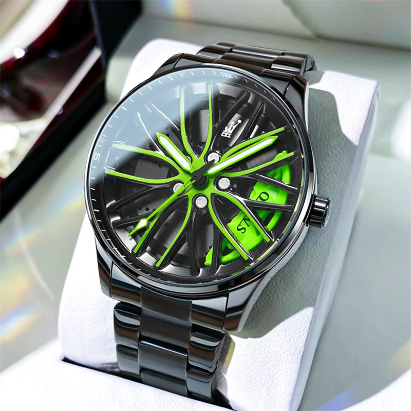 

Top Luxury Brand OLEVS Wheel Hub Design Men Watches Men Sports Clock Waterproof Luminous Men Quartz Watch Reloj Hombre