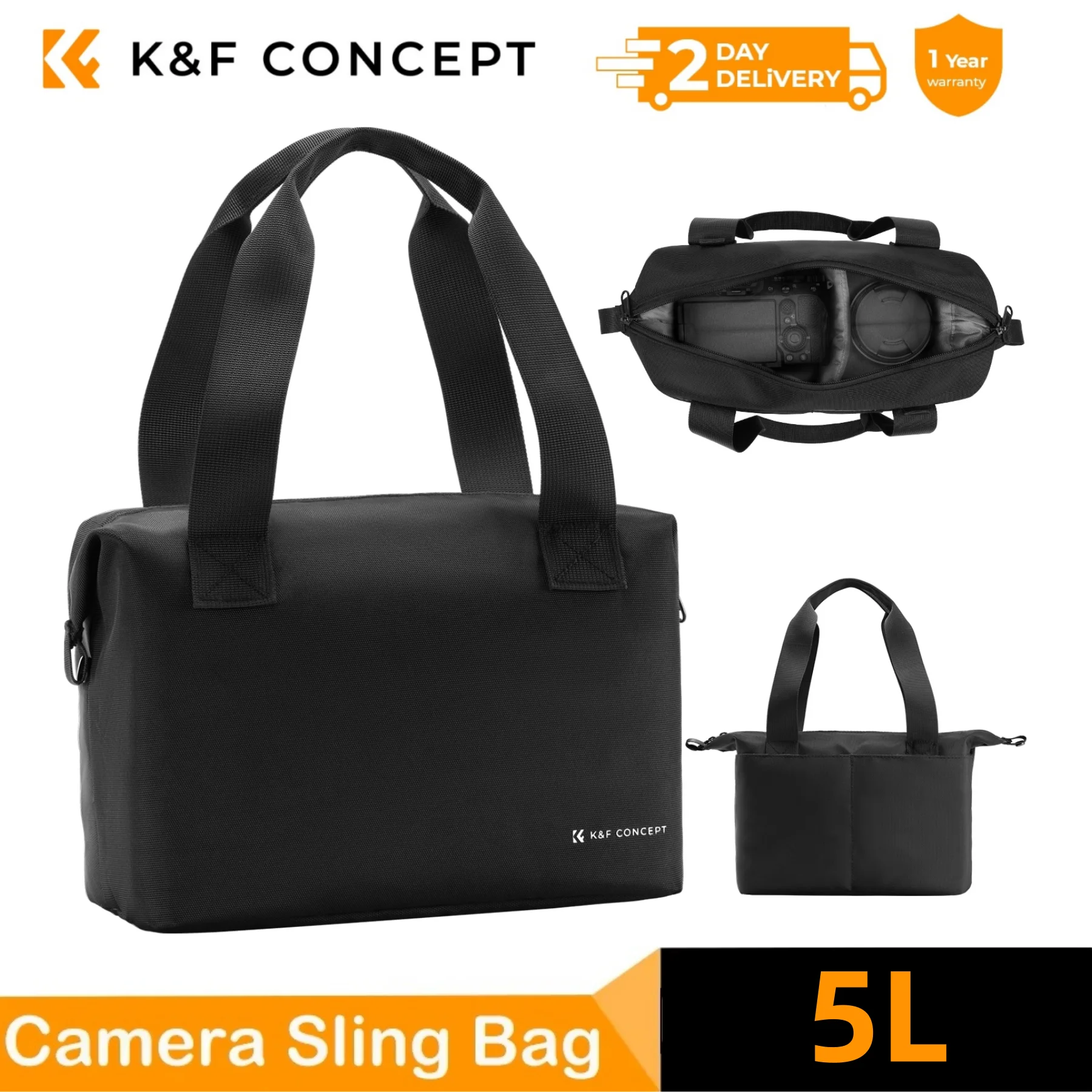K&F Concept 5L Camera Sling Bag Hand Carry Photography Handbag Lens Handle Bag for Sony Canon Fujifilm Instax Mini 12 DSLR/SLR