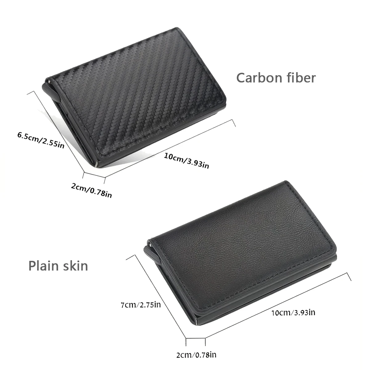 Credit Card Holder Carbon fiber Aluminum Case RFID PU Leather Pop Up Case Coin Purse