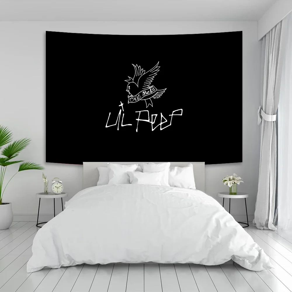 Singer Lil Peep Canvas Tapestry Aesthetic Printed Wall Hanging Bedding Carpets Decoration For Home