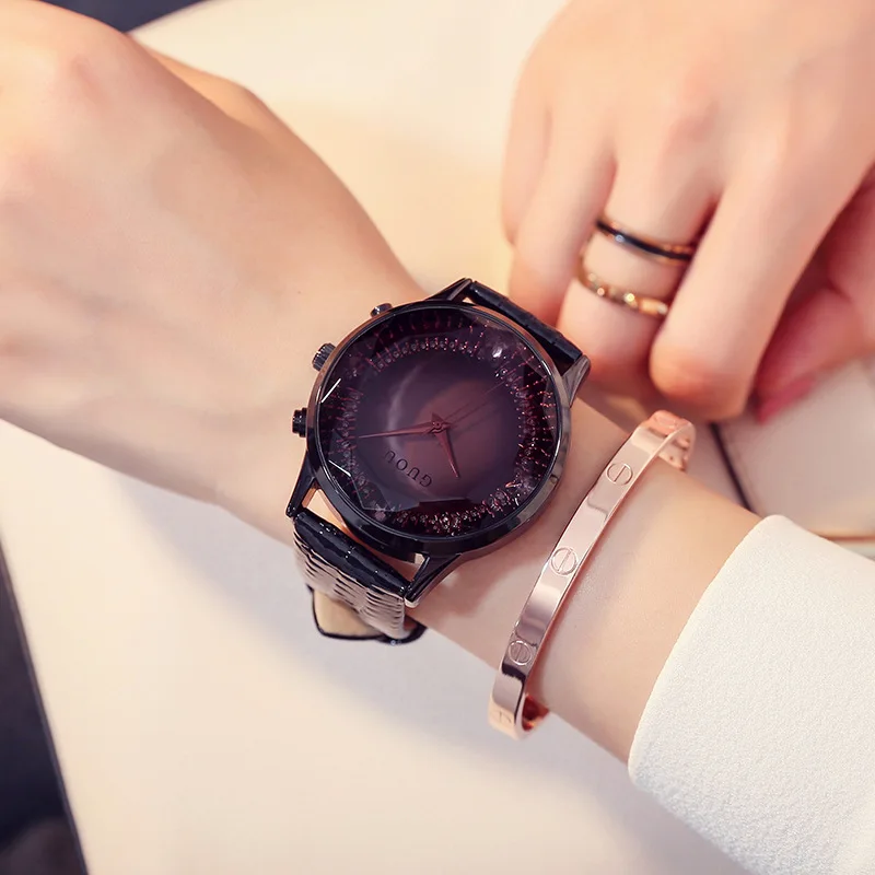 Nuova selezione di orologi da donna di fascia alta Orologi al quarzo alla moda ed eleganti con grandi quadranti semplici ed eleganti e cinturini in pelle - immagine 4