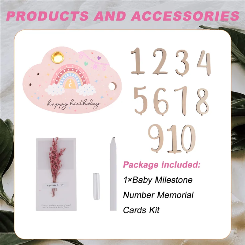  마일스톤 번호 기념 카드 키트   나무 새겨진 연령 사진 액세서리 출산 선물