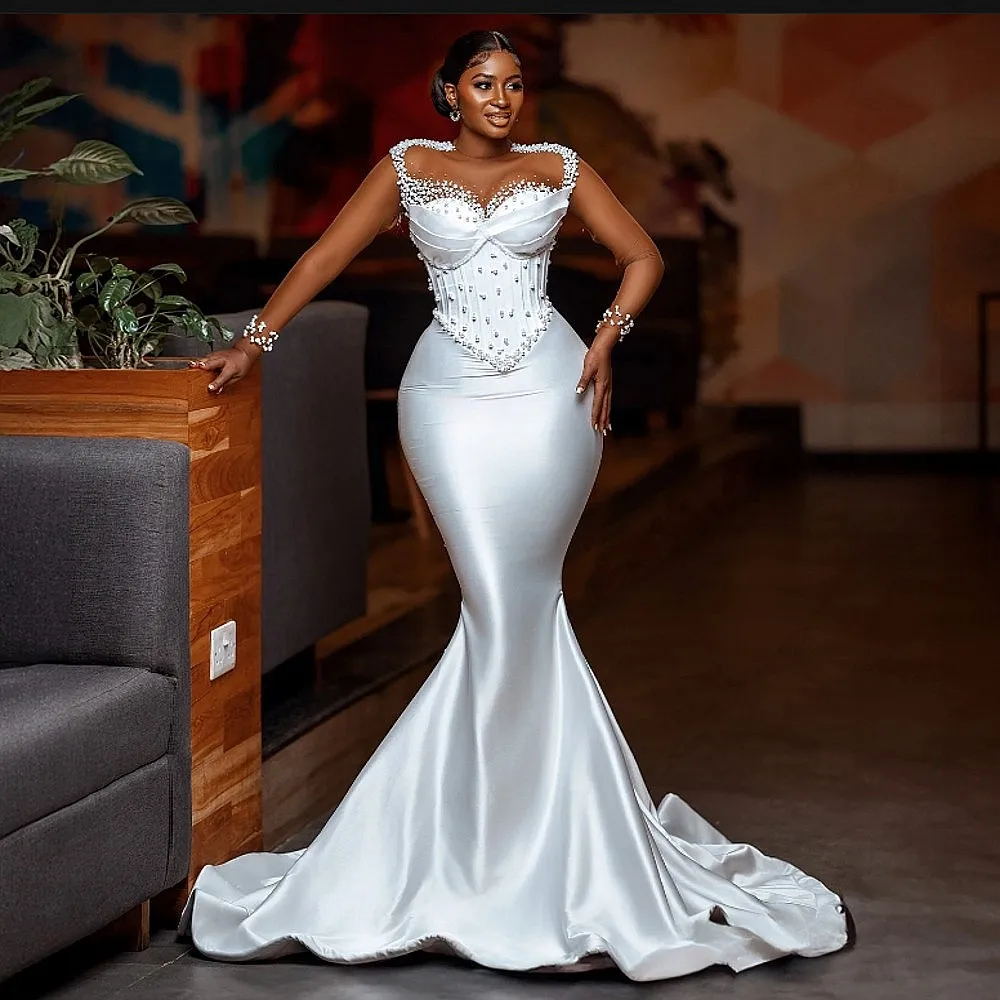 chinese dress ladies Luxury Rose Pink One Shoulder Mermaid Evening Dresses for Women Wedding Party High Slit Long Prom Formal Gowns Gray / 8
