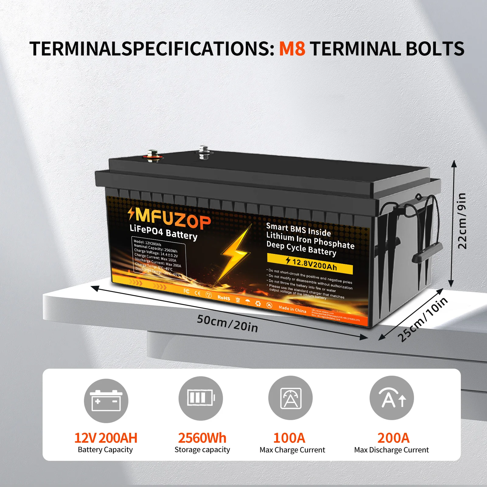 DATOUBOSS 12V200Ah300Ah LiFePO4 Battery High Capacity 2560Wh3840Wh Long Life 8000+Cycles  ABS Solar RV Off Grid Power Battery 2