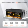 DATOUBOSS 12V200Ah300Ah LiFePO4 Battery High Capacity 2560Wh3840Wh Long Life 8000+Cycles  ABS Solar RV Off Grid Power Battery 2