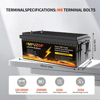 DATOUBOSS 12V200Ah300Ah LiFePO4 Battery High Capacity 2560Wh3840Wh Long Life 8000+Cycles  ABS Solar RV Off Grid Power Battery 2