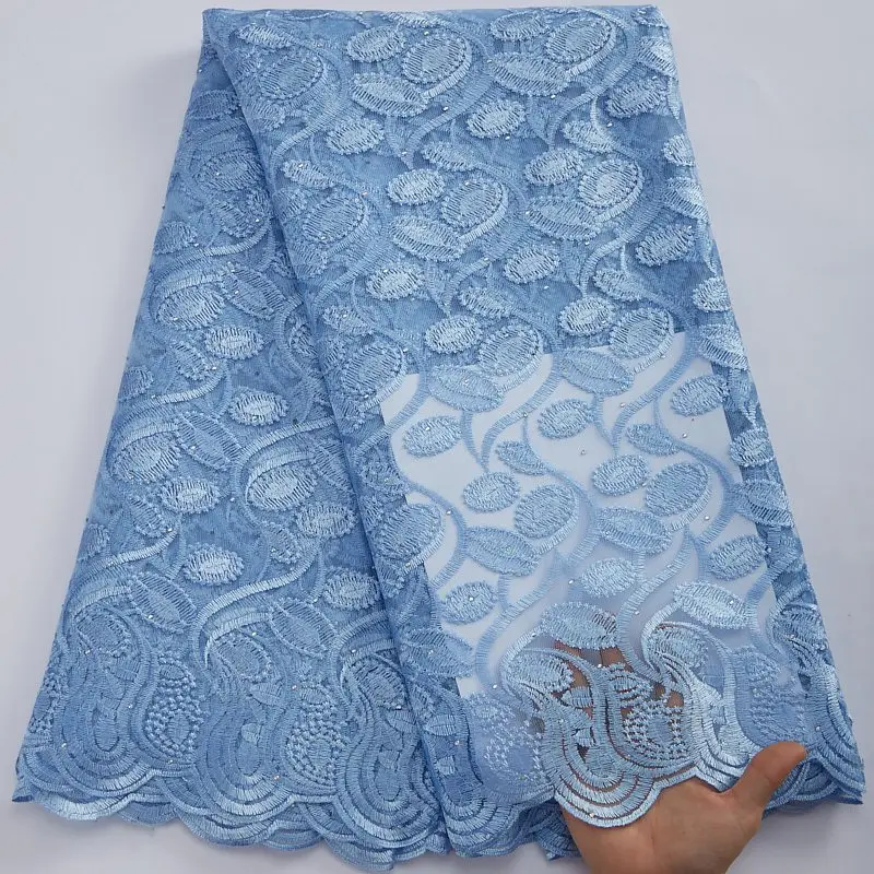 

5 ярдов вышивка, французская Тюлевая кружевная ткань с камнями, Новое поступление 2022, африканская кружевная ткань для нигеривечерние вечернего платья S2957