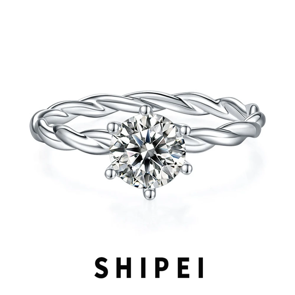 

SHIPEI 6.5MM D Moissanite Diamond Ring Fine Jewelry Engagement Creative Vine 100% 925 Sterling Silver Anniversary Gift Wholesale