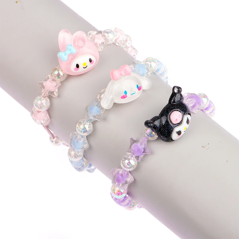 

Cinnamoroll Kuromi My Melody Pochacco Sanrio Cartoon Cute Crystal Couple Bracelet Leather Band Anime Toys for Girl Birthday Gift