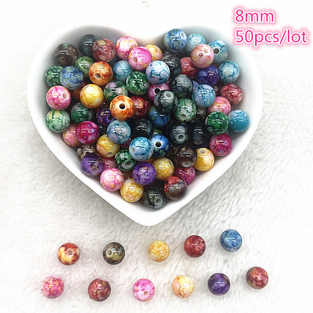 6mm--10mm Color Mixing Round Charms Acrylic Beads Loose Spacer Beads for Jewelry Makeing DIY Handmade Bracelet Accessories