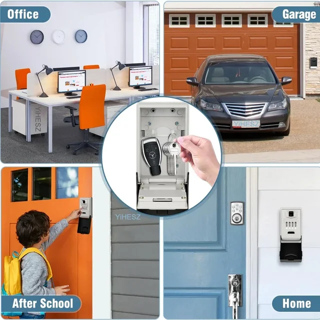 Dialing Wheel Password Key Lock Box Security Key Safe Waterproof Outdoor Mini Safes Small Lock Box Built-in LED Light For Night 5