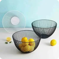 Household Tools Storage Basket Black Table Decor Metal Candy Dish Kitchen Fruit Bowl Food Baskets Iron Vegetable Home Holder 4