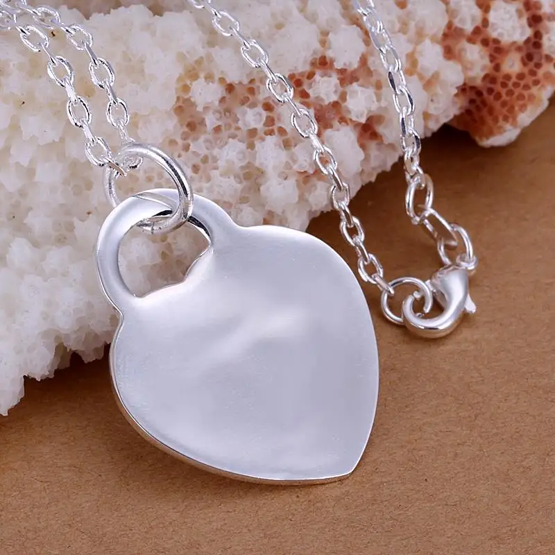 Hot fashion classic 925 Sterling Silver charms heart card Pendant Necklace for women  Holiday gift party wedding Jewelry