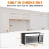 30-inch over range microwave, stove microwave, 1000 watts, LED light, 13.5 "glass turntable, stainless steel 3