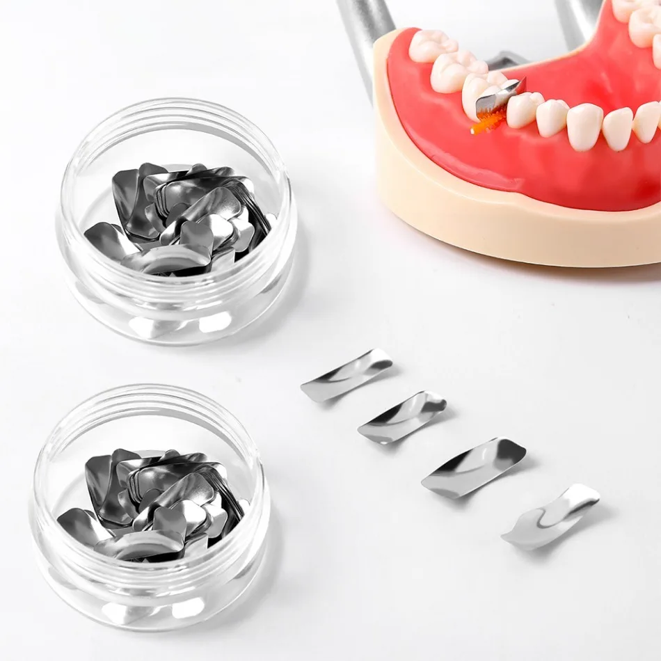 

50Pcs Dental Metal Matrices Sectional Contoured Matrix Refill Separating Teeth Dental Lab Material Dentist Tools