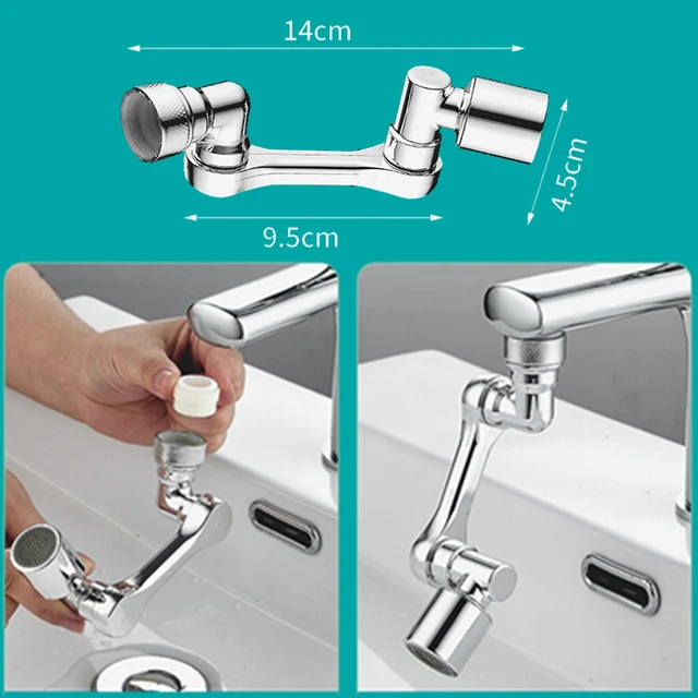 1080° Universal Rotation Faucet Sprayer Head Dual Effluent Washbasin Kitchen Robot Arm Extension Faucets Aerator Bubbler Nozzle 5
