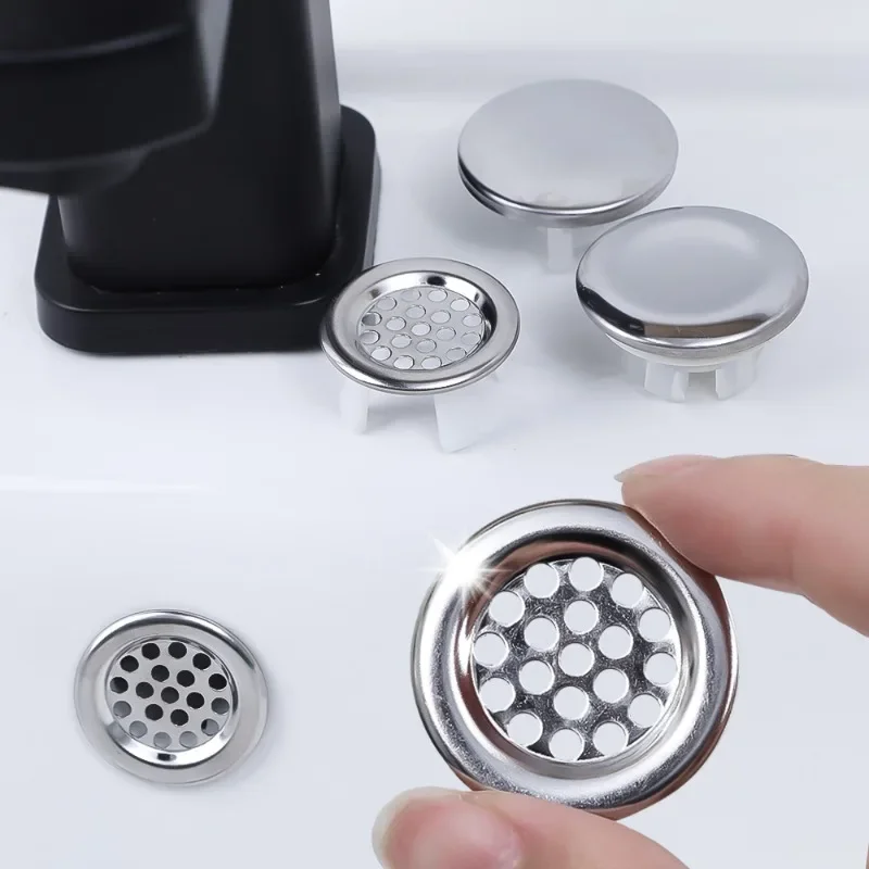 Sink Overflow Cover Bathroom Sink Overflow Cover 1/6pcs Stainless Steel Sink Hole Overflow Cover Wash Basin Overflow Ring Kitchen Bathroom Basin Trim Bath Sink Hole Cap