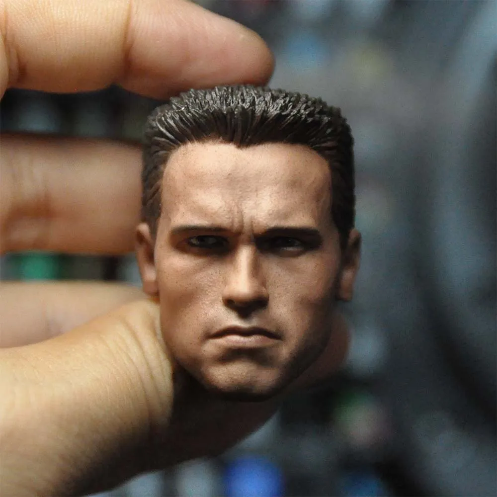 

Painted 1/6 Young Arnold Schwarzenegger Head Sculpt PVC T800 Head Carving Model Fit 12'' Male Soldier Action Figure Body Dolls