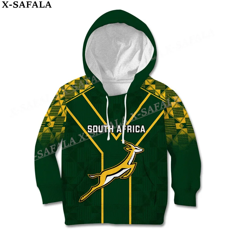 

South Africa Country Flag Springboks Custom Name 3D Print Hoodie Men's Kids Child Outwear Shirt Pullover Jersey Clothing-6