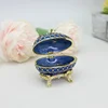 SHINNYGIFTS Easter Gift Boxes Pewter Enamel Faberge Egg Jewelry Gift Box Egg Shape Trinket Boxes 4
