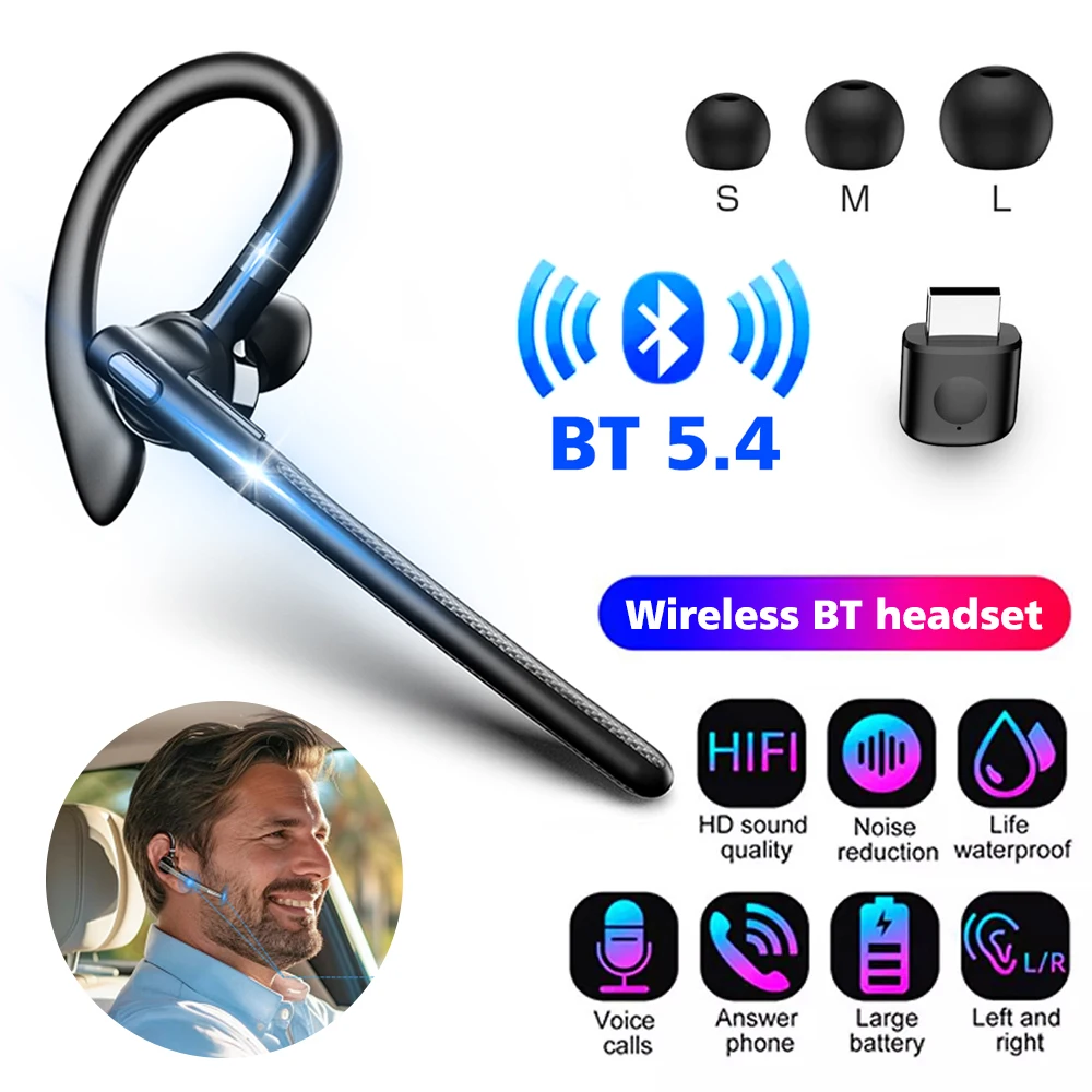 Bluetooth 5.4 Headphones Wireless Headset Dual Microphone Mute CVC8.0 Noise Cancelling Driving Headphones Hands-free Headphones