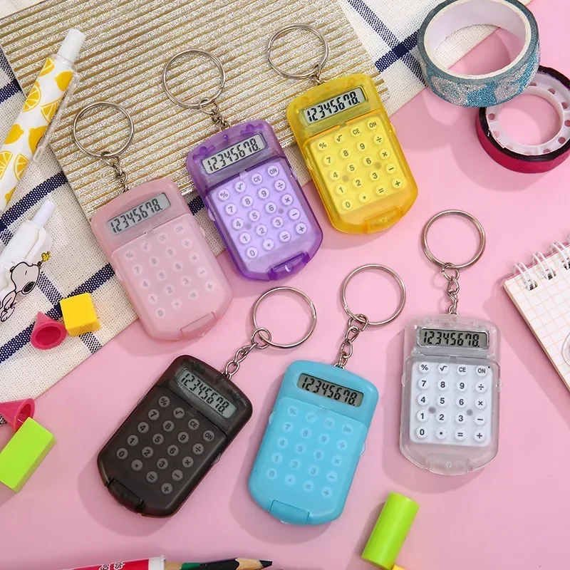 Electronic Mini Calculator Creative Convenient Multifunctional Calculator Bag Charm Keychain for School