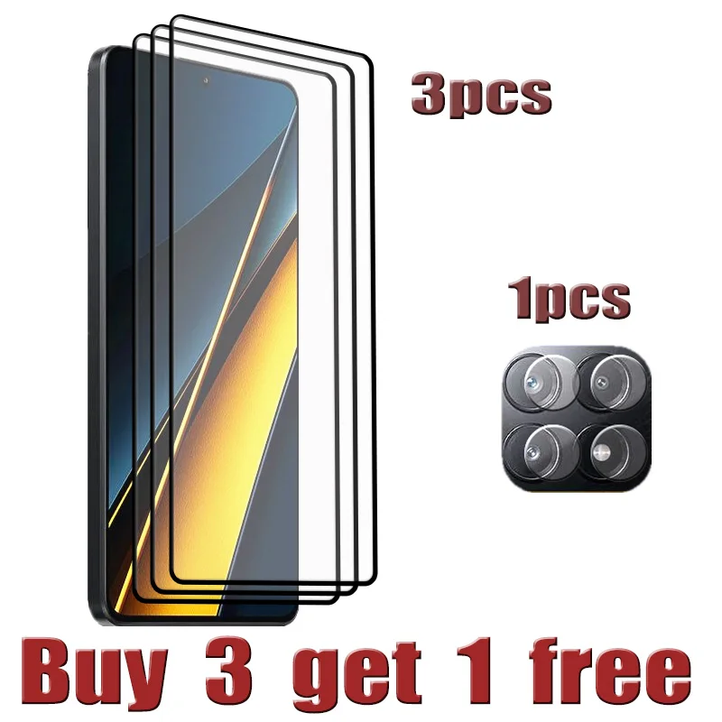 

Hot Sale For Xiaomi POCO X6 Pro Screen Protector Buy 3 Tempered Glass Get 1 Free Soft Fiber Camera film For Poco X6 Pro