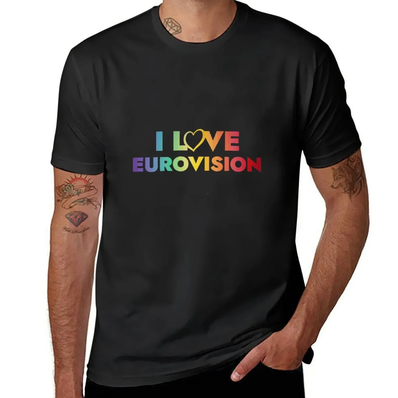 

I love Eurovision - rainbow pattern T-Shirt tees Blouse men graphic t shirts