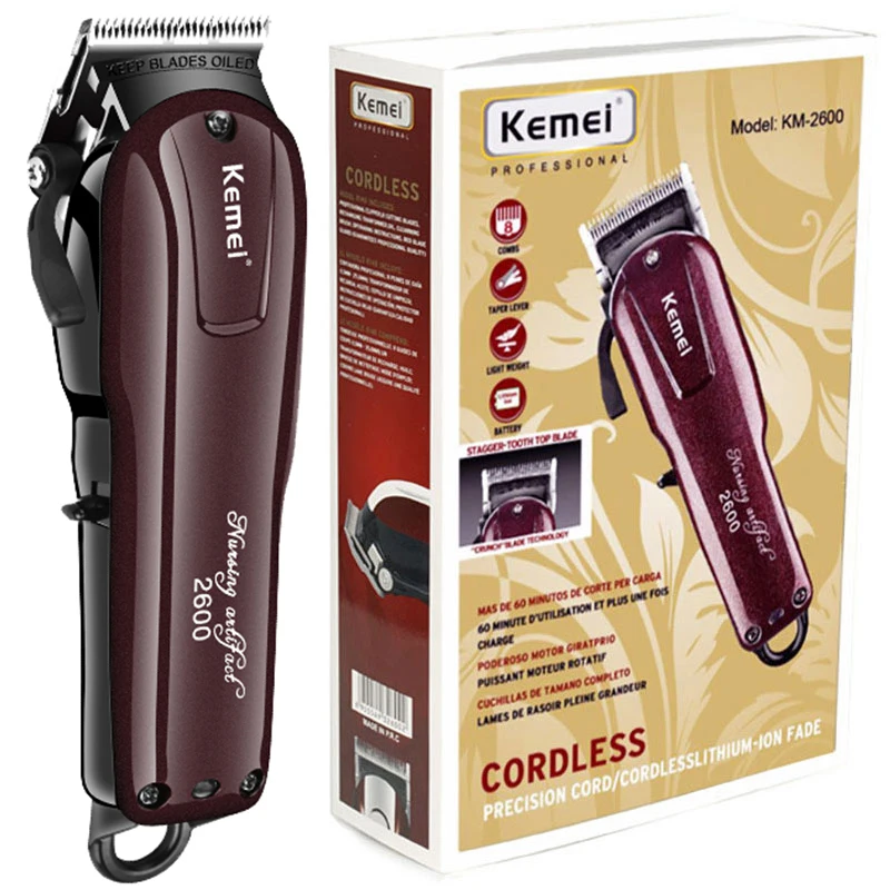 Kemei 2600 tagliacapelli professionale per uomo tagliacapelli e barba  regolabile tagliacapelli elettrico da barbiere ricaricabile