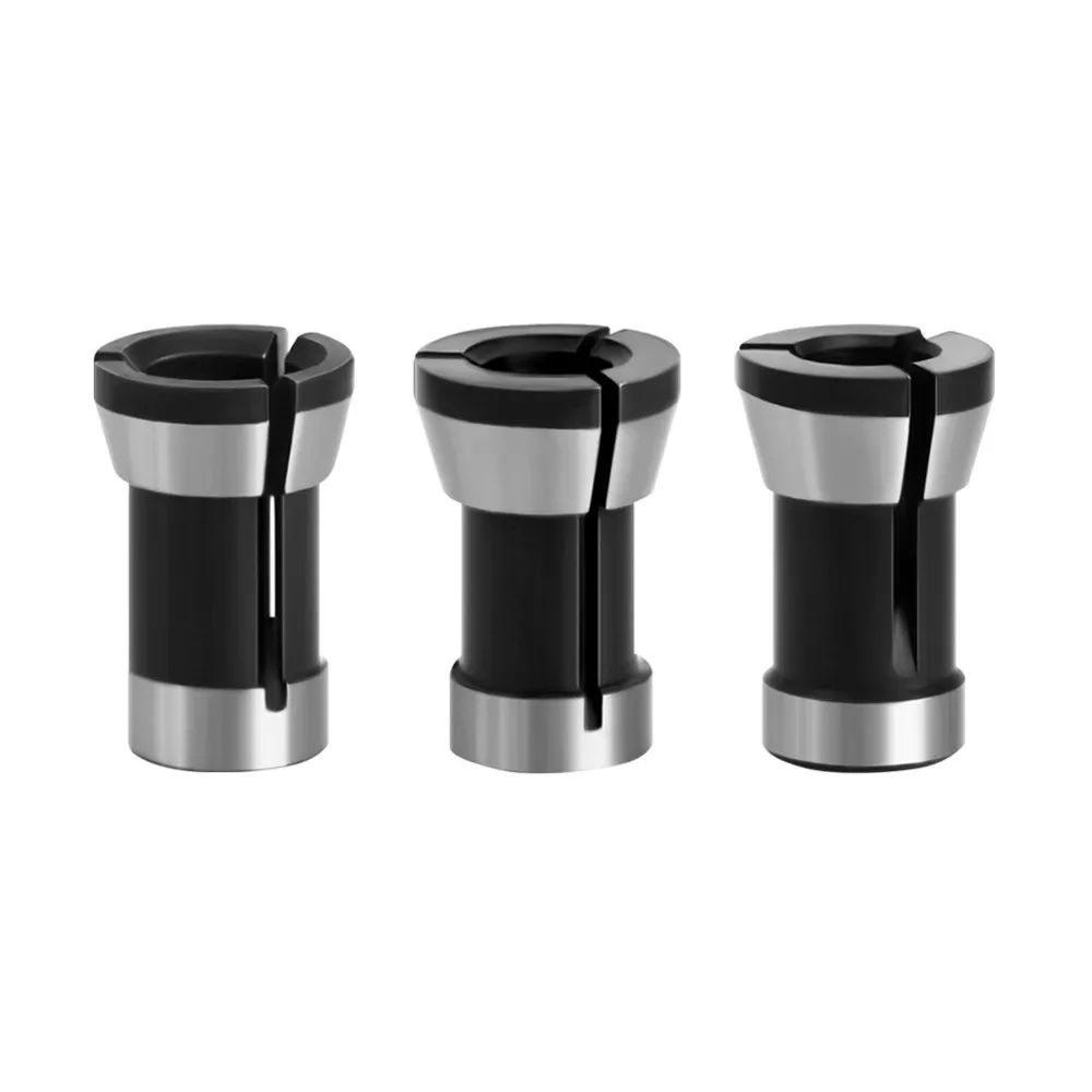 3pcs/set 6mm / 6.35mm / 8mm Router Collet Chucks for Woodworking Carbon Steel Router Bit Collet Set Woodworking Tool Accessories adapter collet chuck wood milling cutter 1 pcs 1 3pcs 16 5mm 20mm 6mm 8mm 6 35mm carbon steel high strength