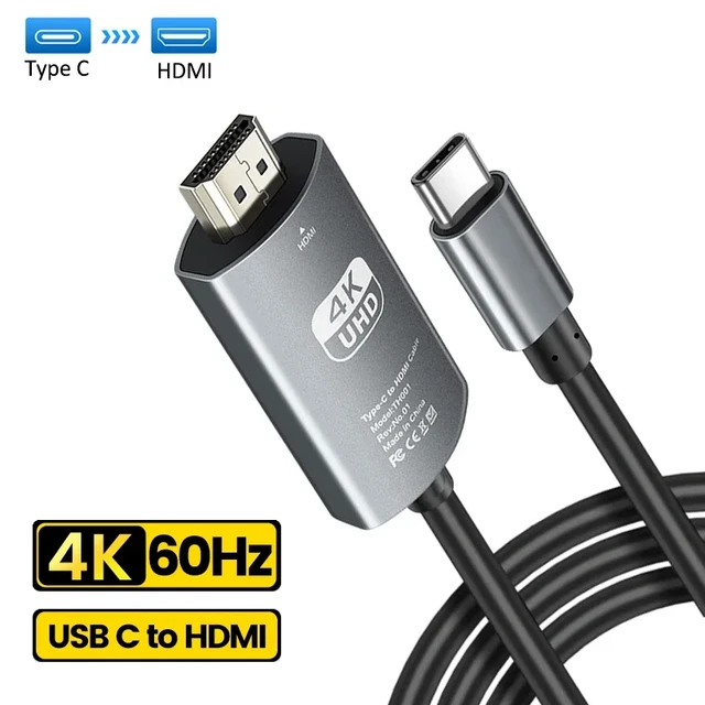 Adaptador USB C a HDMI 4K, adaptador de cable HDMI USB-C para MacBook Pro,  iPad Air, convertidor de adaptador USBC a HDMI para ChromeBook, Surface