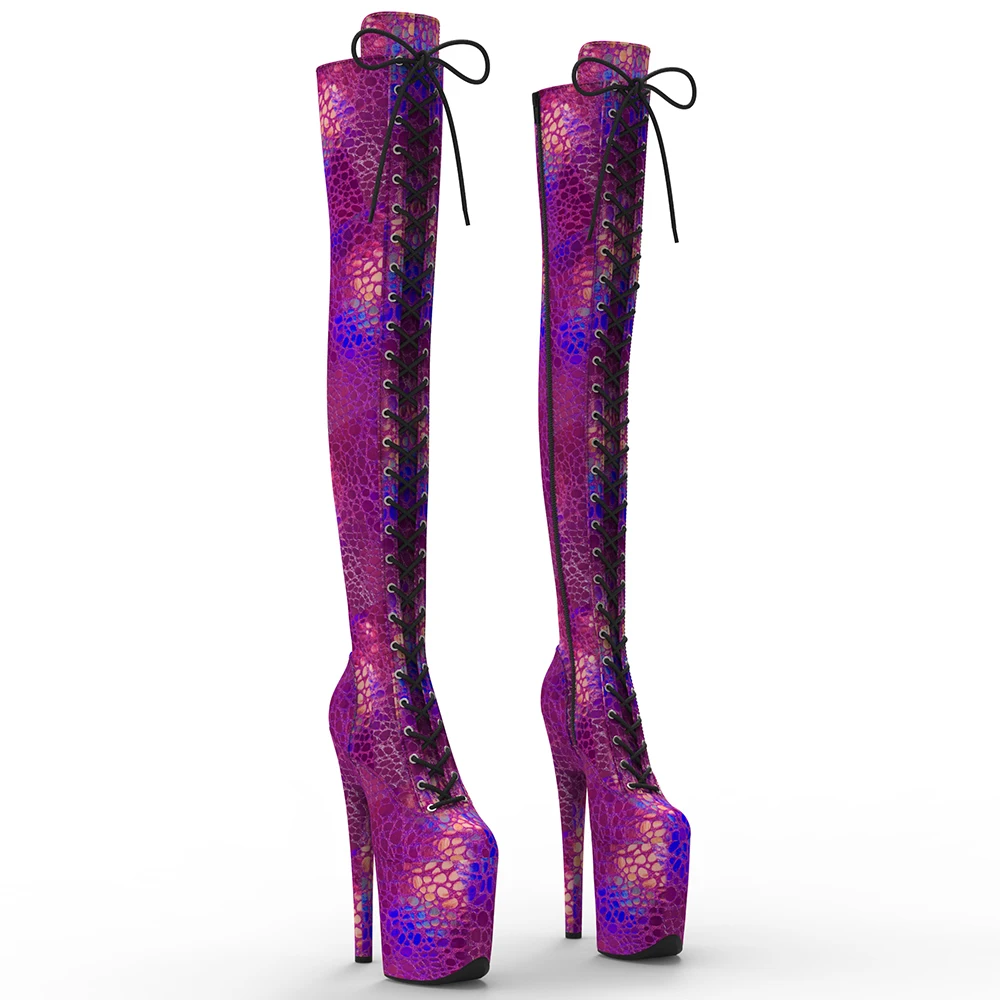 

Leecabe 20CM/8inches Holography PU Upper Trend fashion High Heel platform Boots Pole Dance boots