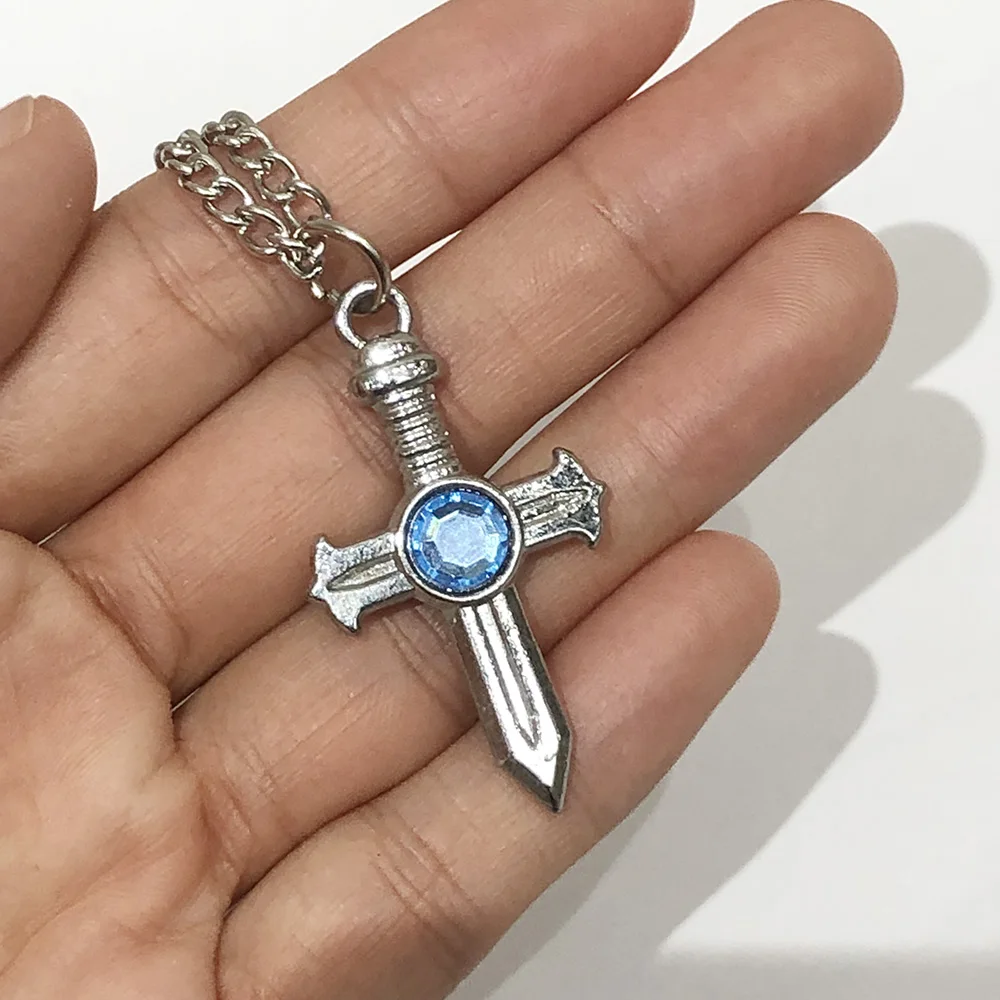 Cartoon Gray Fullbuster Necklace Metal Pendant Cross Alloy Chain Cosplay Costume 3