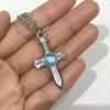 Cartoon Gray Fullbuster Necklace Metal Pendant Cross Alloy Chain Cosplay Costume 3