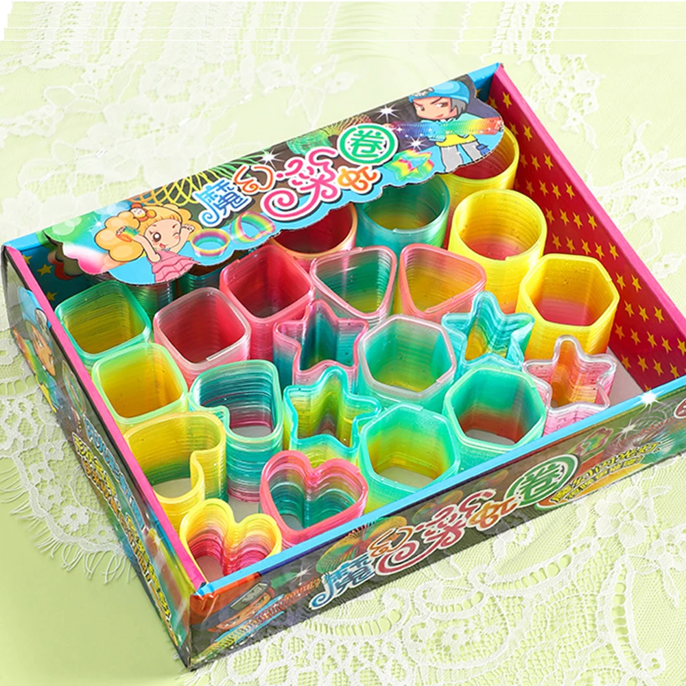 12 Pcs Colorful Rainbow Neon Plastic Spring Toys,polygon Rainbow Magic Spring Boys Girls Birthday party Favors Pinata Fillers