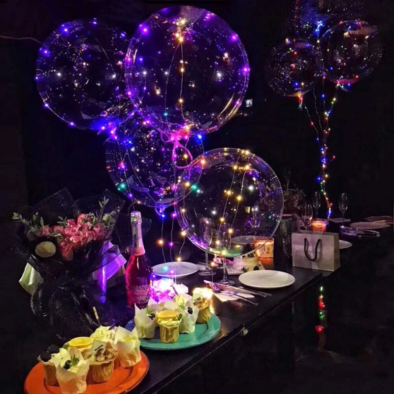 10 Stück 20 Zoll transparente Bobo-Luftballons mit LED-Lichterkette, klarer Heliumballon, Hochzeitstag, Geburtstag, Party-Dekoration – Detail 4