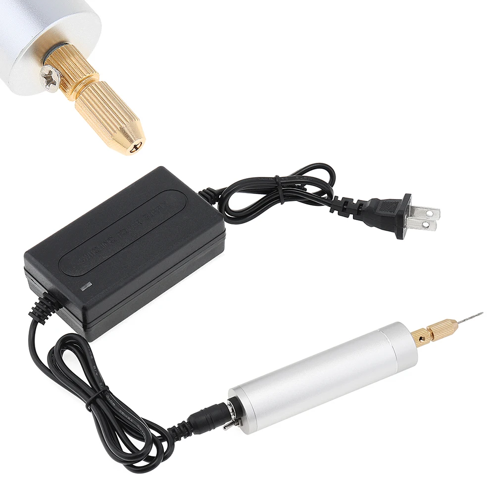 

Electric Drill DC 5V-6V Electric Motor Hand Drill Rotary Tool with Drill Chuck and Power Adapter for Plastic Wood Hole Tools