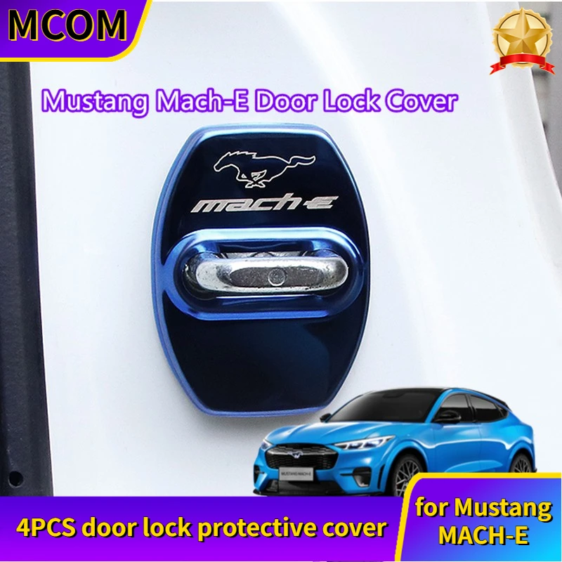 4pcs Car Door Lock Cover Logo Protector Case for Ford Mustang Mach