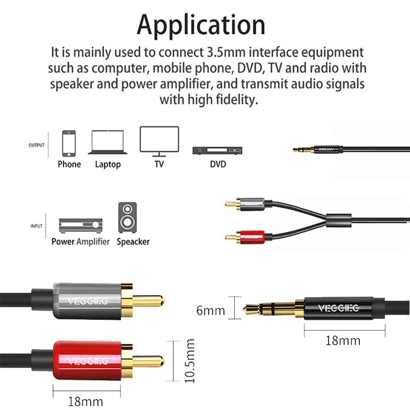 1/1.5/2/3/5M 2RCA  3.5mm   Aux ̺ 3.5mm -2RCA   й, TV PC  DVD Ŀ ڵ