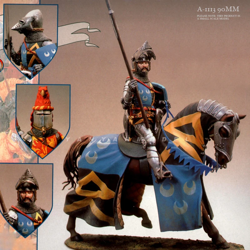

90mm Medieval Blue Jue Knight model Resin manual soldier man white model A-1113