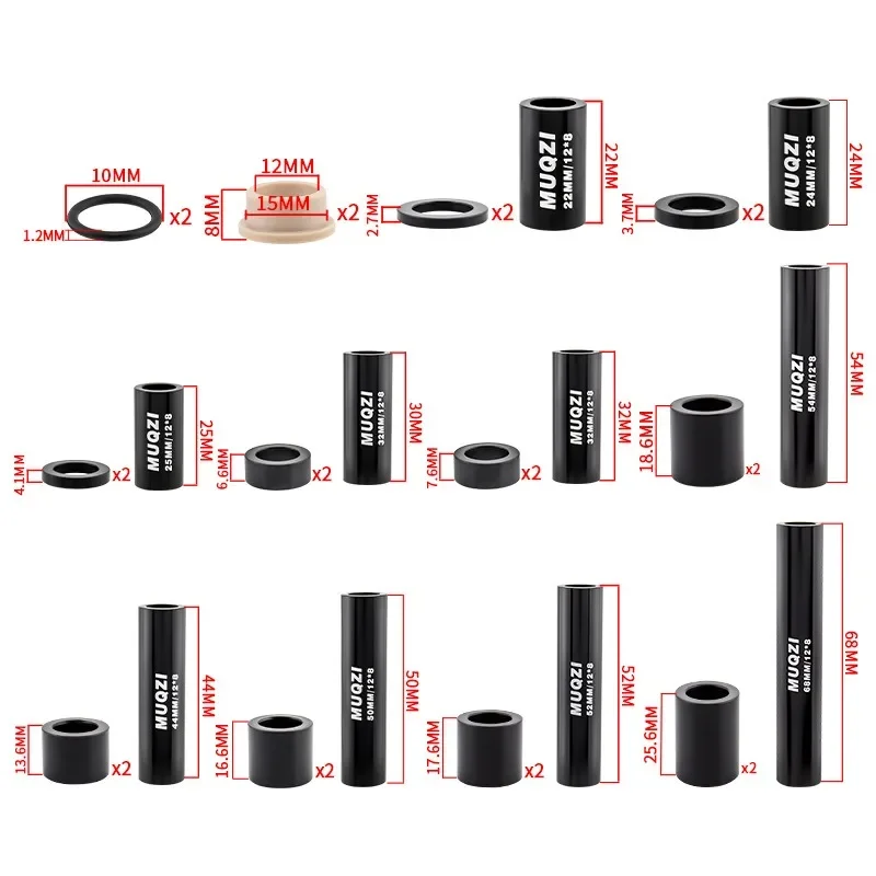 1/2개 MTB 리어 쇼크 부싱 서스펜션 DU 부싱 ID 8mm OD 12mm 22 24 30 32 44 50 54 68mm 산악 자전거 액세서리 예비 부품