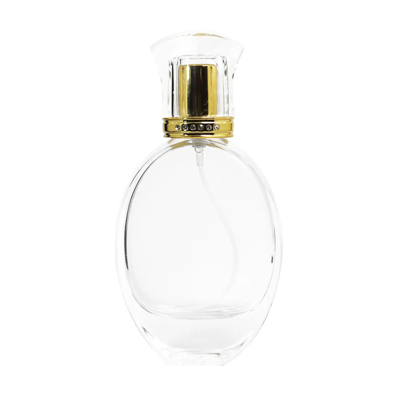 1.7OZ 타원형 빈 리필 가능 투명 크리스탈 유리 화장품, 메이크업 향수 분무기 병, 50ml