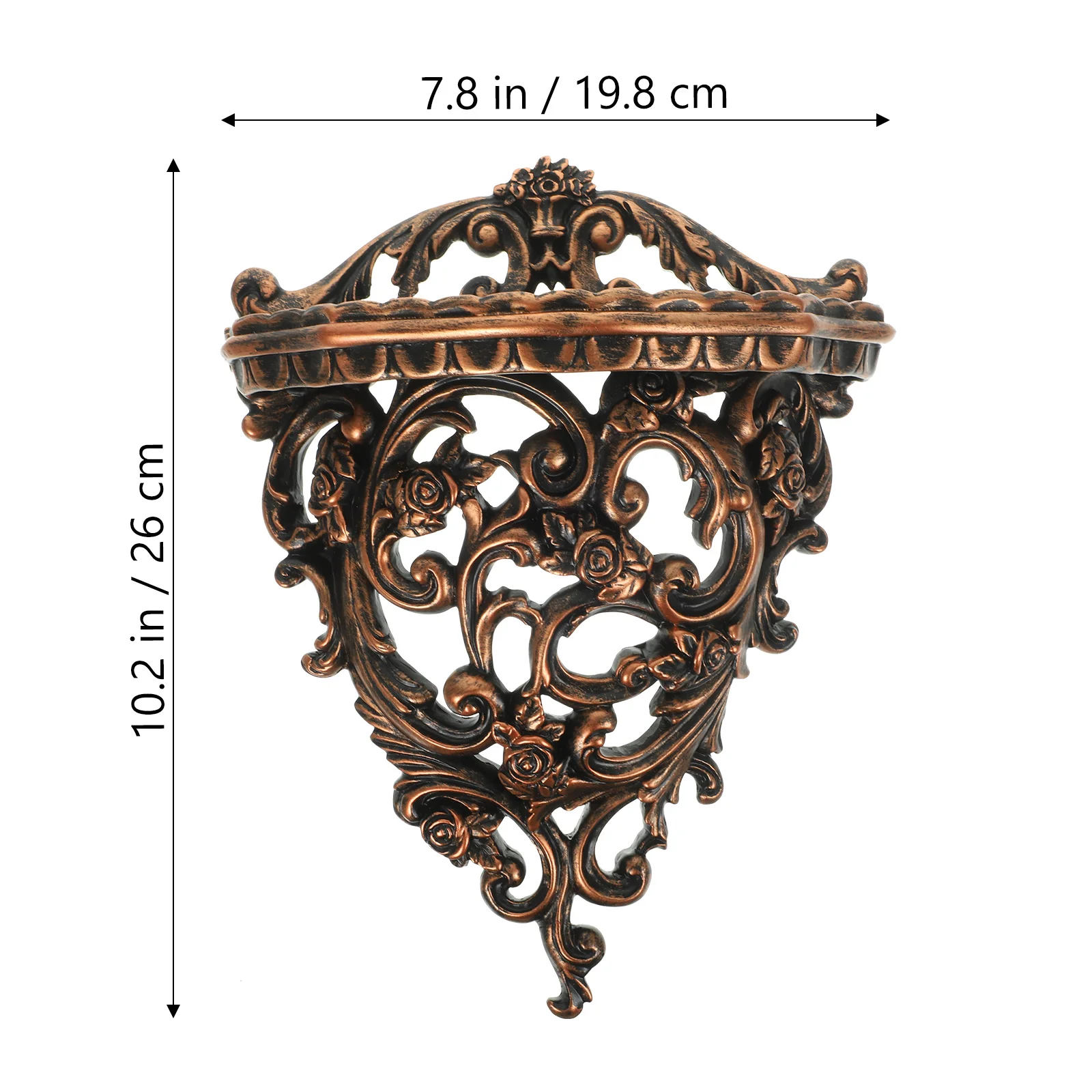 European Wall Bookshelf Decor Hollow Style Shelf European Mounted Baroque Display Wall Organizer Resin Made Gold Baroque