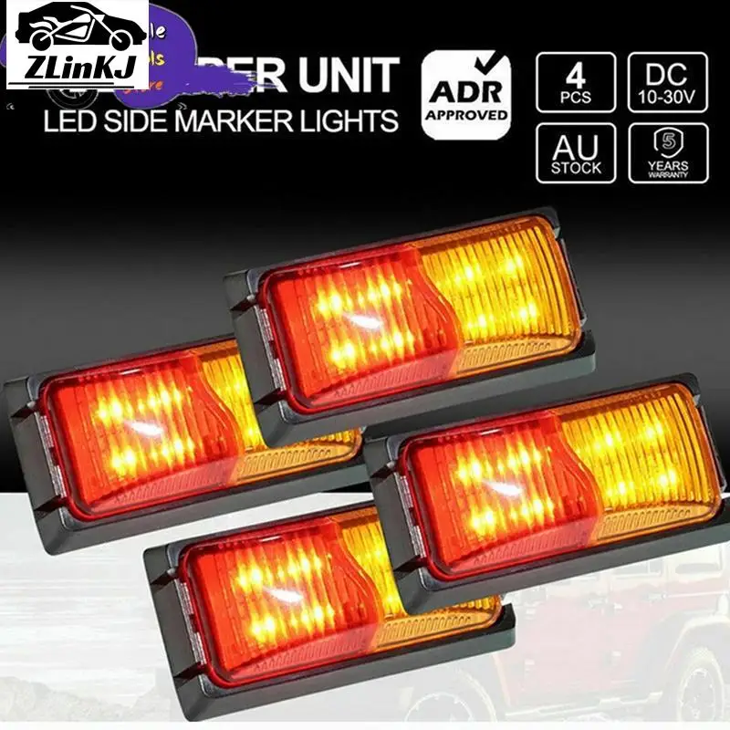 

10-30V 8 LED Amber and Red Side Marker Light Clearance Lamp Trailer Truck Waterp