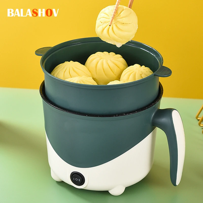 Mini Electric Cooking Non-stick 1-2 People Hot Pot Double Layer Mini Non-stick Pan Multifunction Electric Cooker Househ
